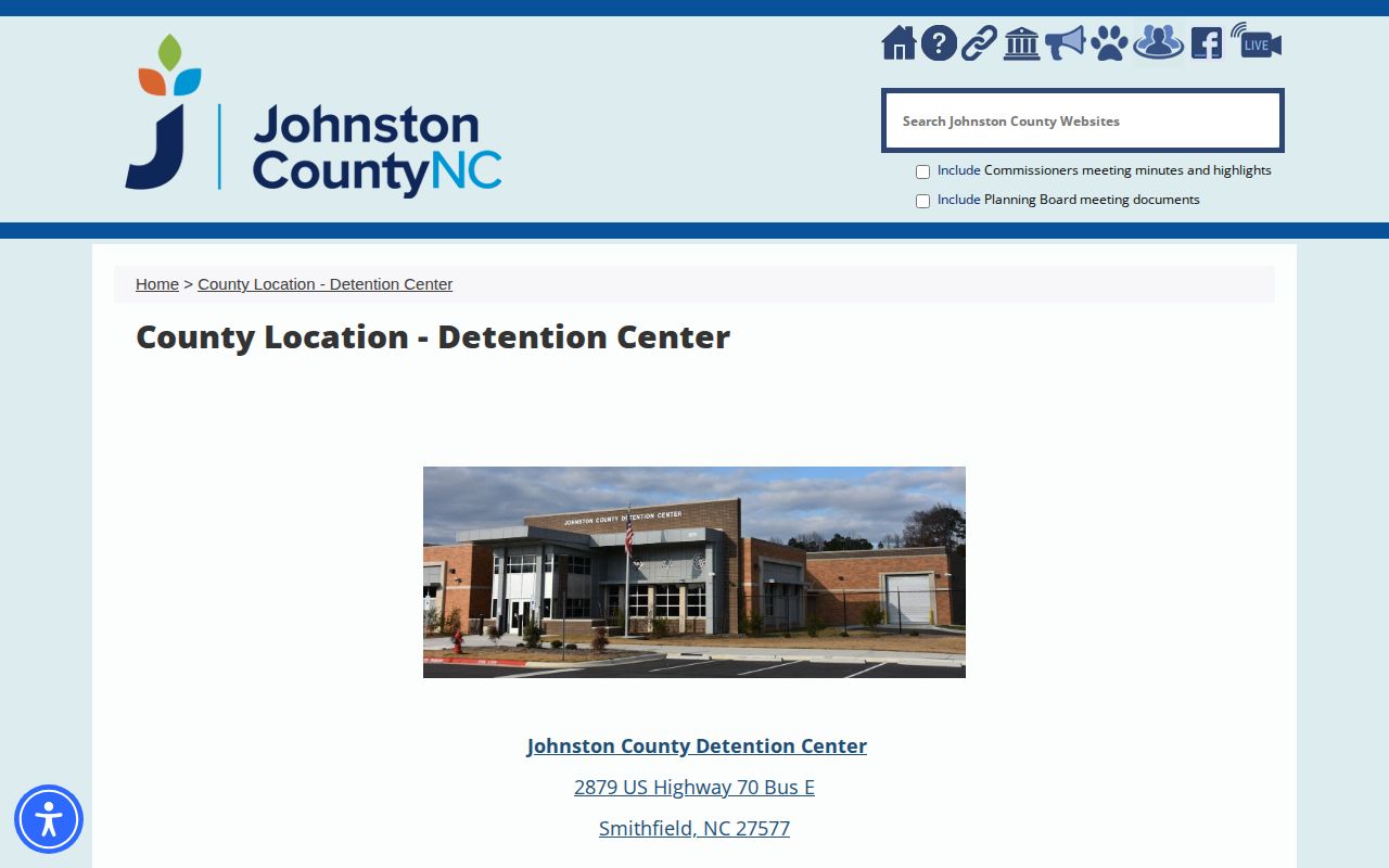 Johnston County Detention Center release records location page